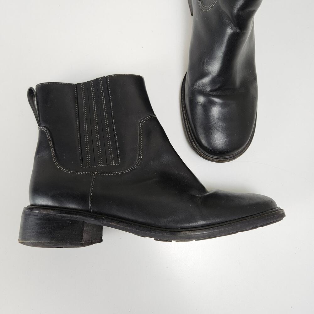 LL Bean‎ Leather Chelsea Boots Women's 8 Black Pull On Booties